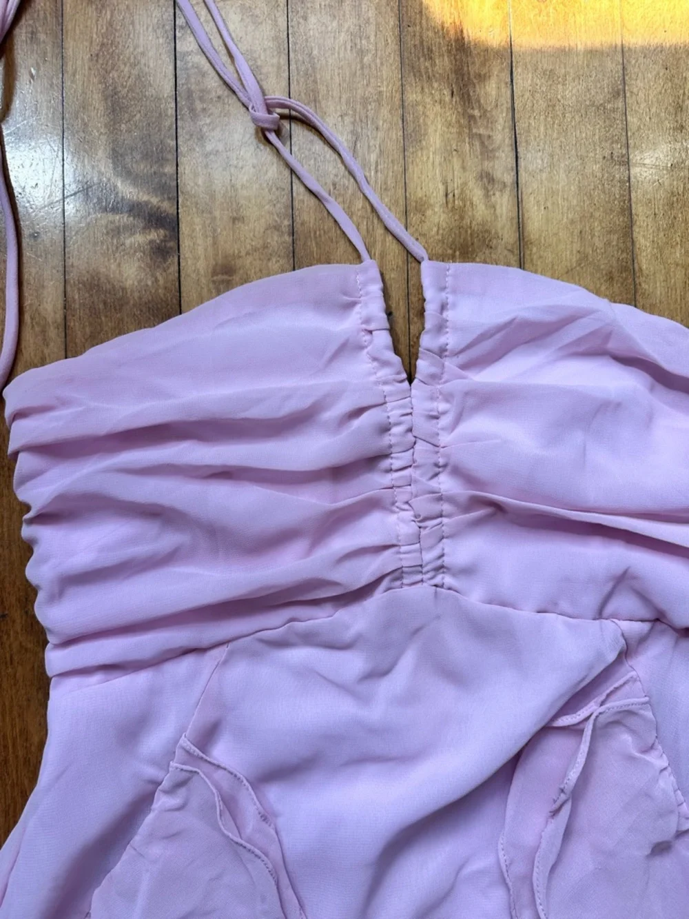 Light Pink Ruffle Halter Maxi Dress - Picture 2 of 3